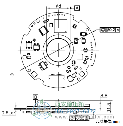 AM64超薄絕對(duì)值編碼器外形及安裝尺寸(總裝尺寸) 德國(guó)hengstler(亨士樂)編碼器